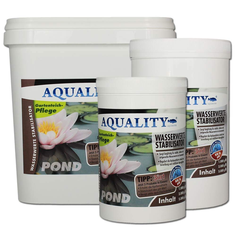 AQUALITY Gartenteich Wasserwerte Stabilisator 3in1 (Artgerechte Wasserwerte im Gartenteich - Reguliert langfristig die Karbonathärte, stabilisiert den pH-Wert), Inhalt:5 kg