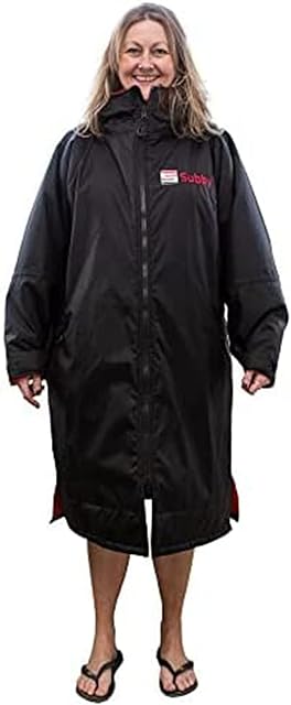 Subby Dry changing Robe, Long Sleeve Outdoor Waterproof Changing Robe with Fleece Lining and Hooded for Swimming/Surfing/OCR Events - Keep Warm And Dry, Unisex robes for adults (Medium)