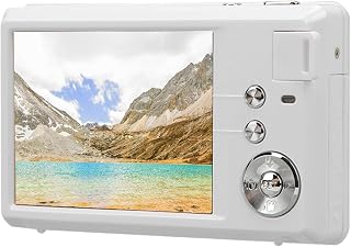 Câmera digital compacta, botões intuitivos de zoom 16x, câmera digital HD 4K, obturador eletrônico para adolescentes para sessão de formatura (branca)