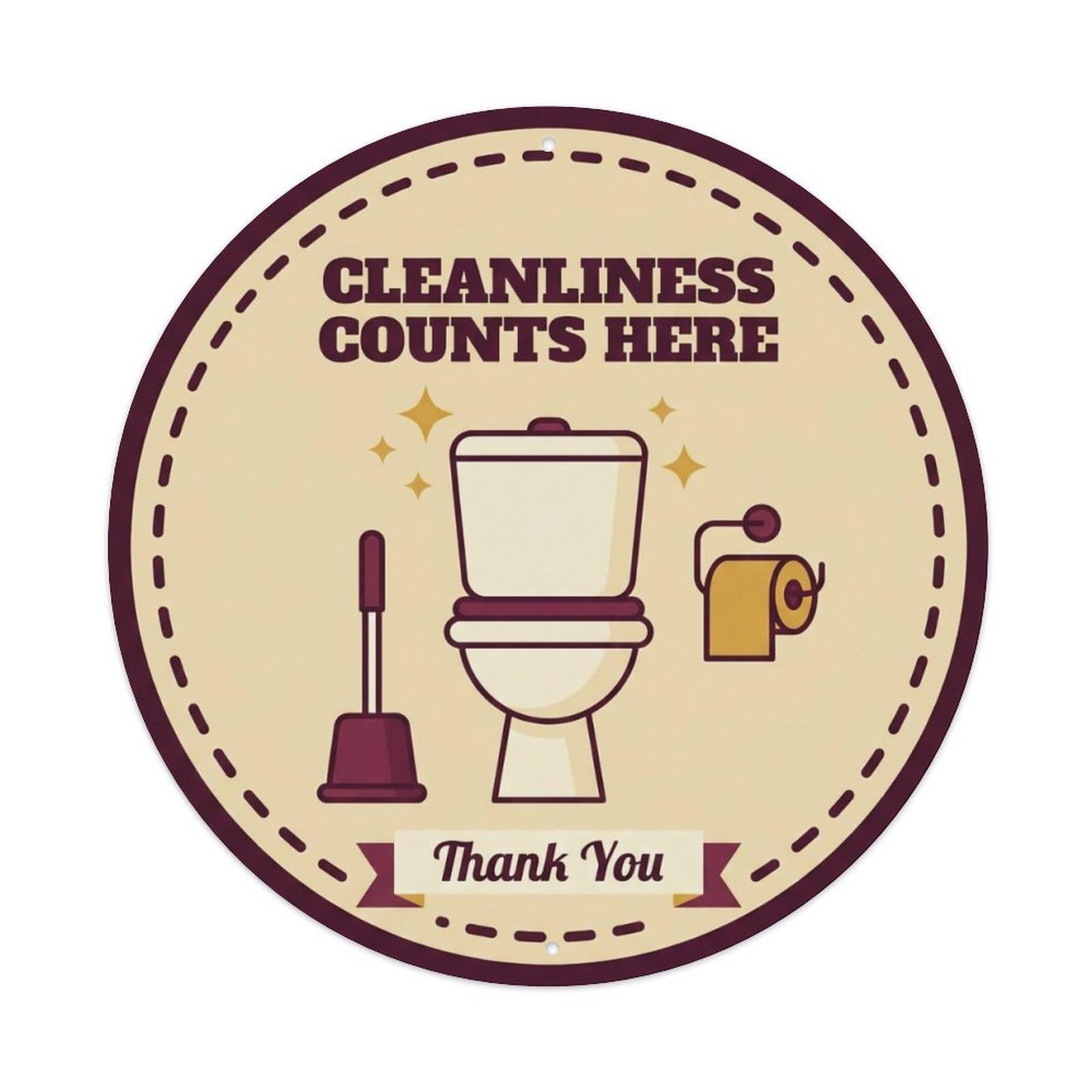 Toilet Clean Bathroom Reminder Cleanliness Counts Here Metal Tin Sign