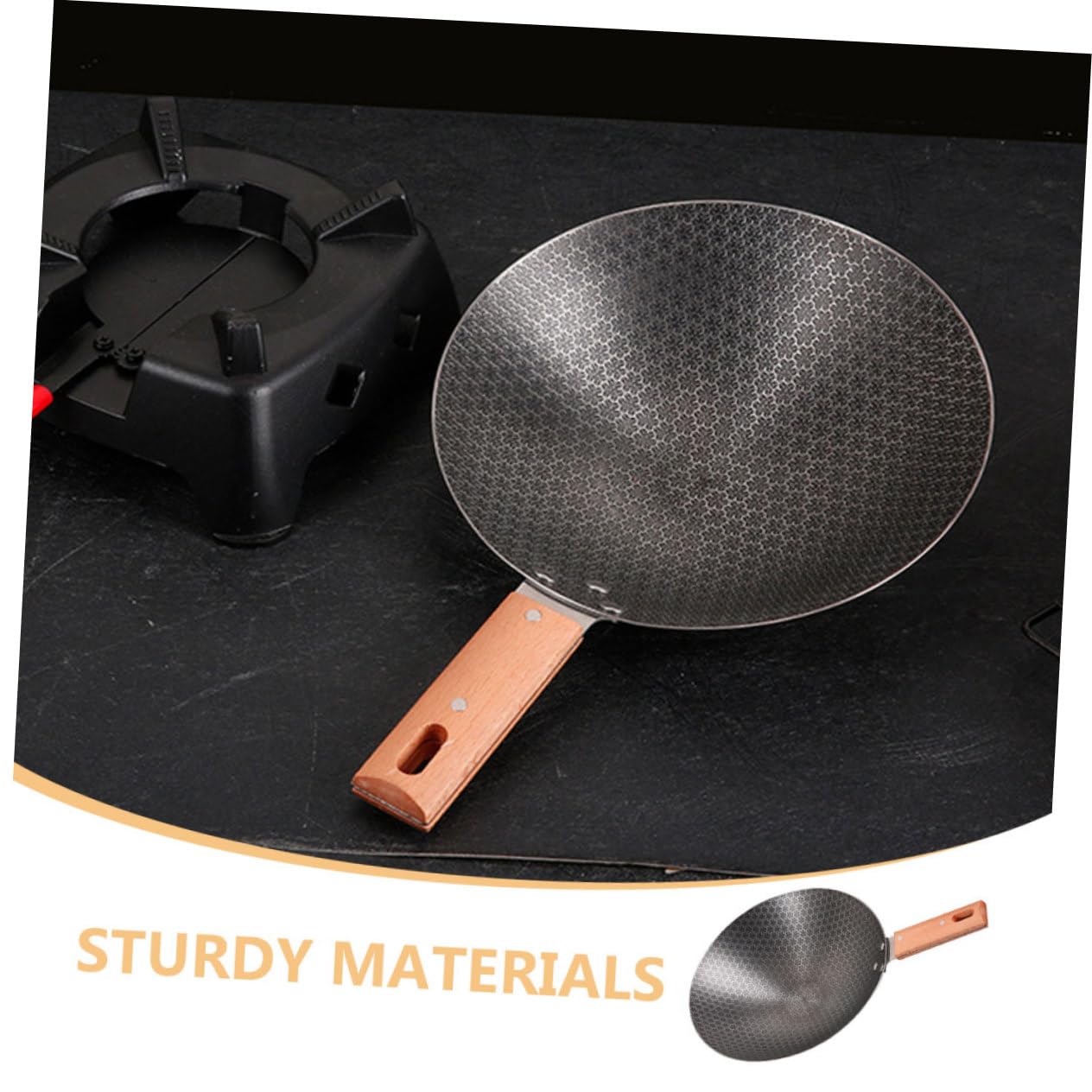 VICASKY Wok da Esterno Piccolo in Acciaio Inox Manico in Legno