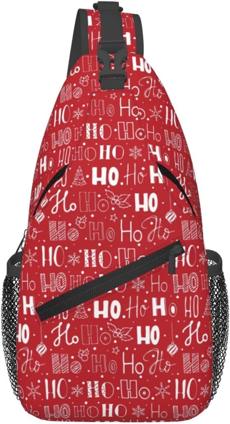 Christmas Crossbody Sling Bag For Women Men Adjustable Christmas Ho Ho Ho Chest Bag Shoulder Bag Sling Backpack Merry Xmas Daypack Christmas Gifts