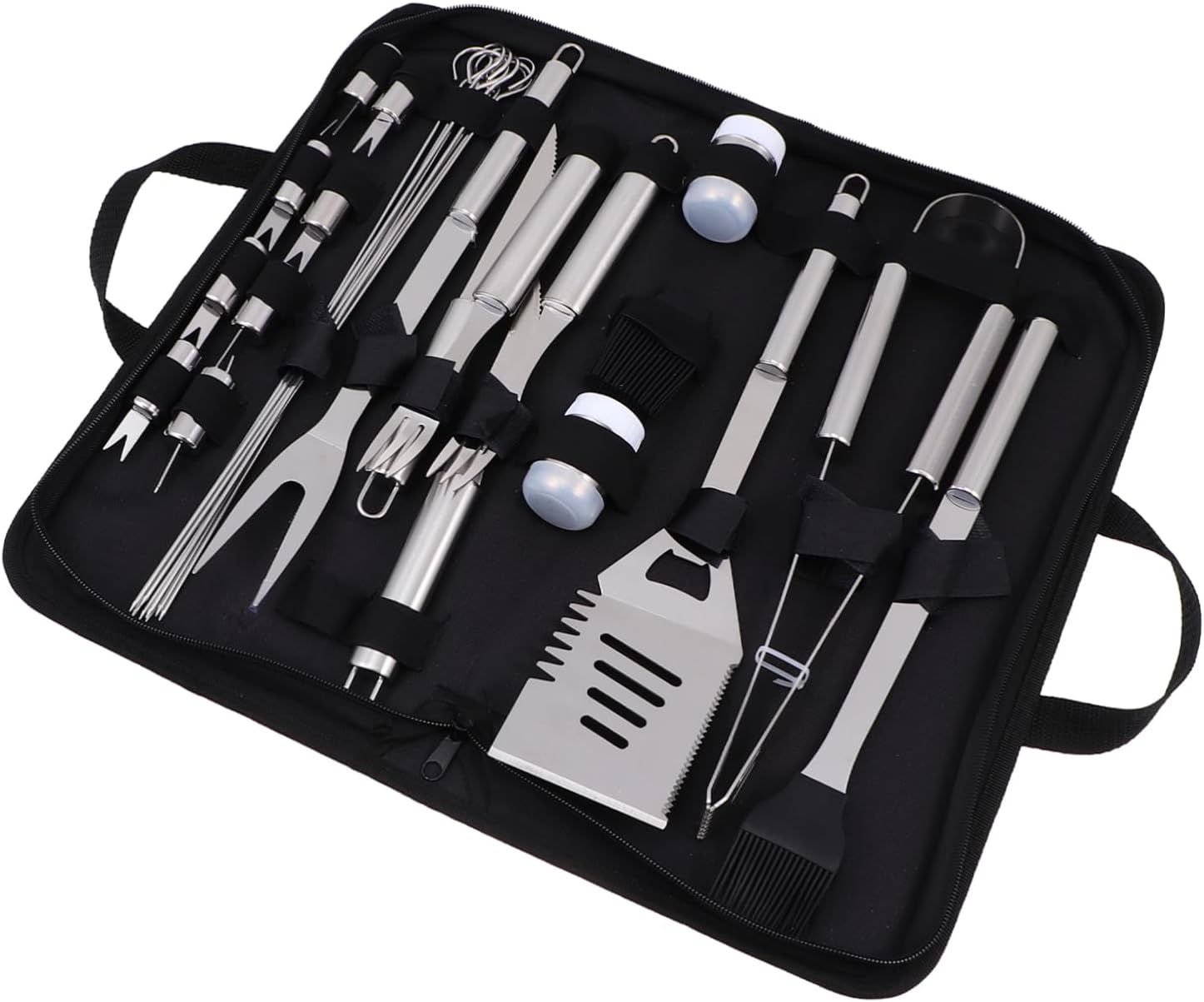 HEMOTON 1Set Portable Stainless Steel BBQ Tools Kit Barbecue Utensils with Bag for Outdoor Grilling for Camping Parties and Housewarming