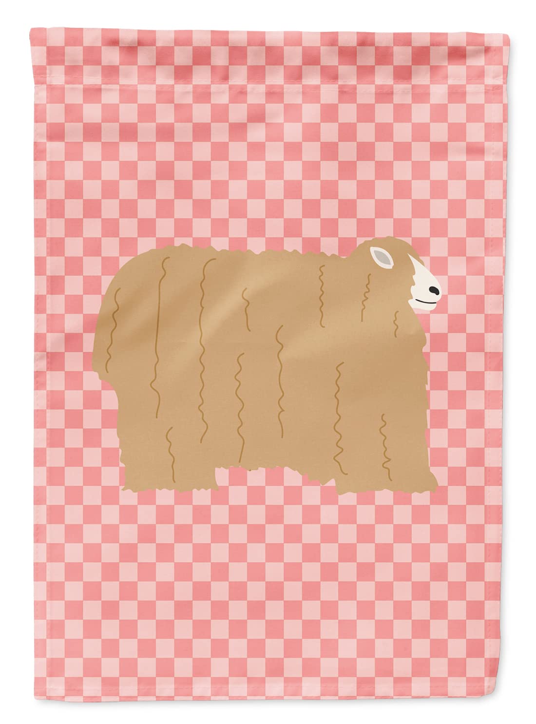 Drapeau de jardin Lincoln Longwool Sheep au design pastoral carreaux roses tendres