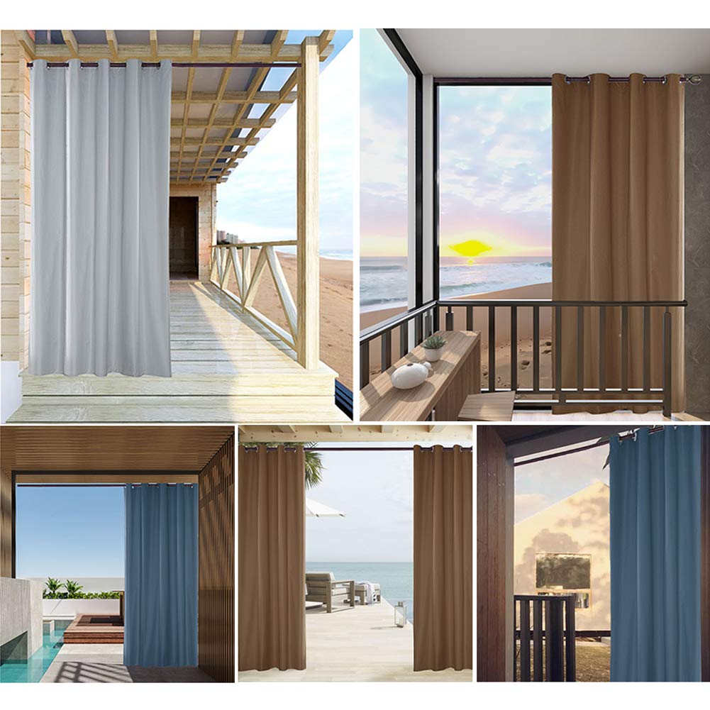 ele ELEOPTION Cortina de Exterior Impermeable, Opaca, Resistente al Viento, Protección UV, para Balcón, Jardín o Patio (137 x 244cm, Gris Claro)