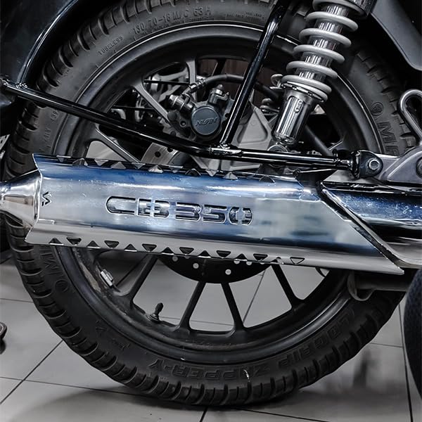 Image of Exhaust Guard | Heat Shield Cover | Exhaust Protector Compatible with Honda CB350 (Pack of 1) (Silver)