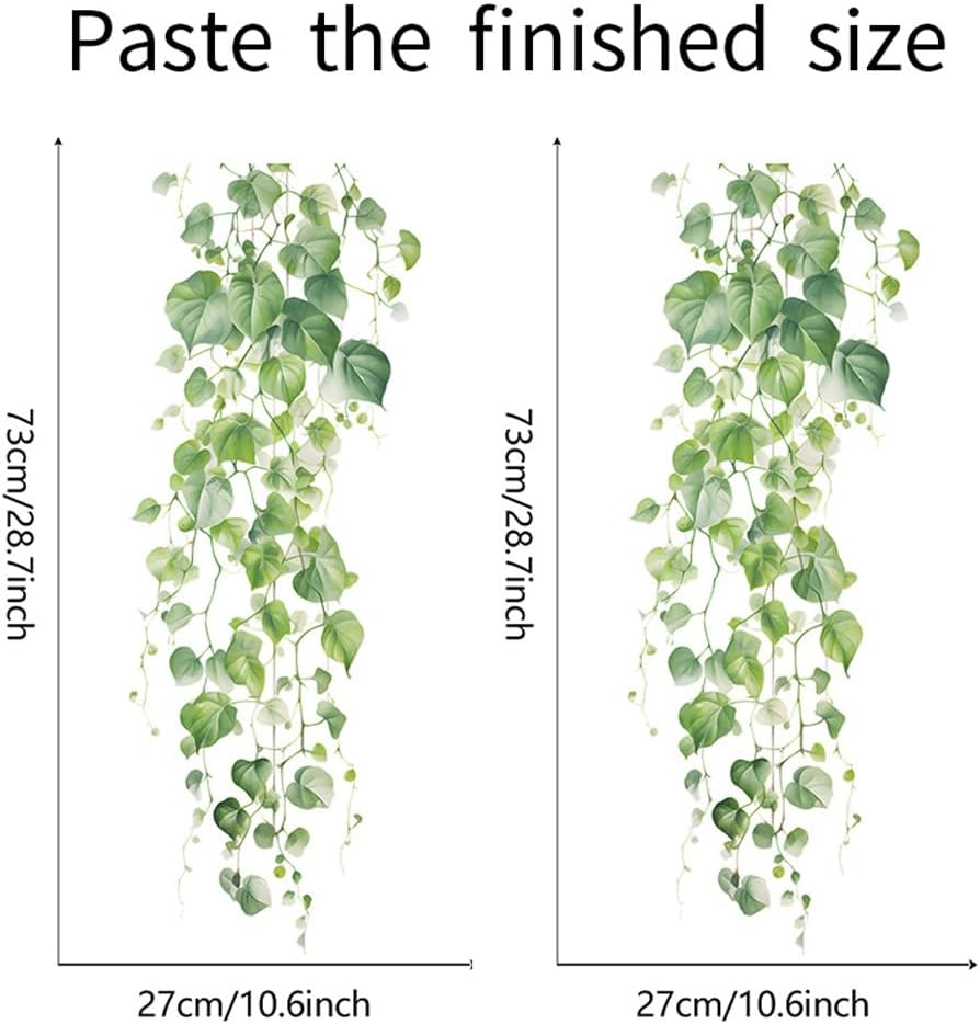 Green Plant Vine Wall Sticker - Evergreen Ivy Leaves for Bedroom & Living Room - 22x28.7 Inch