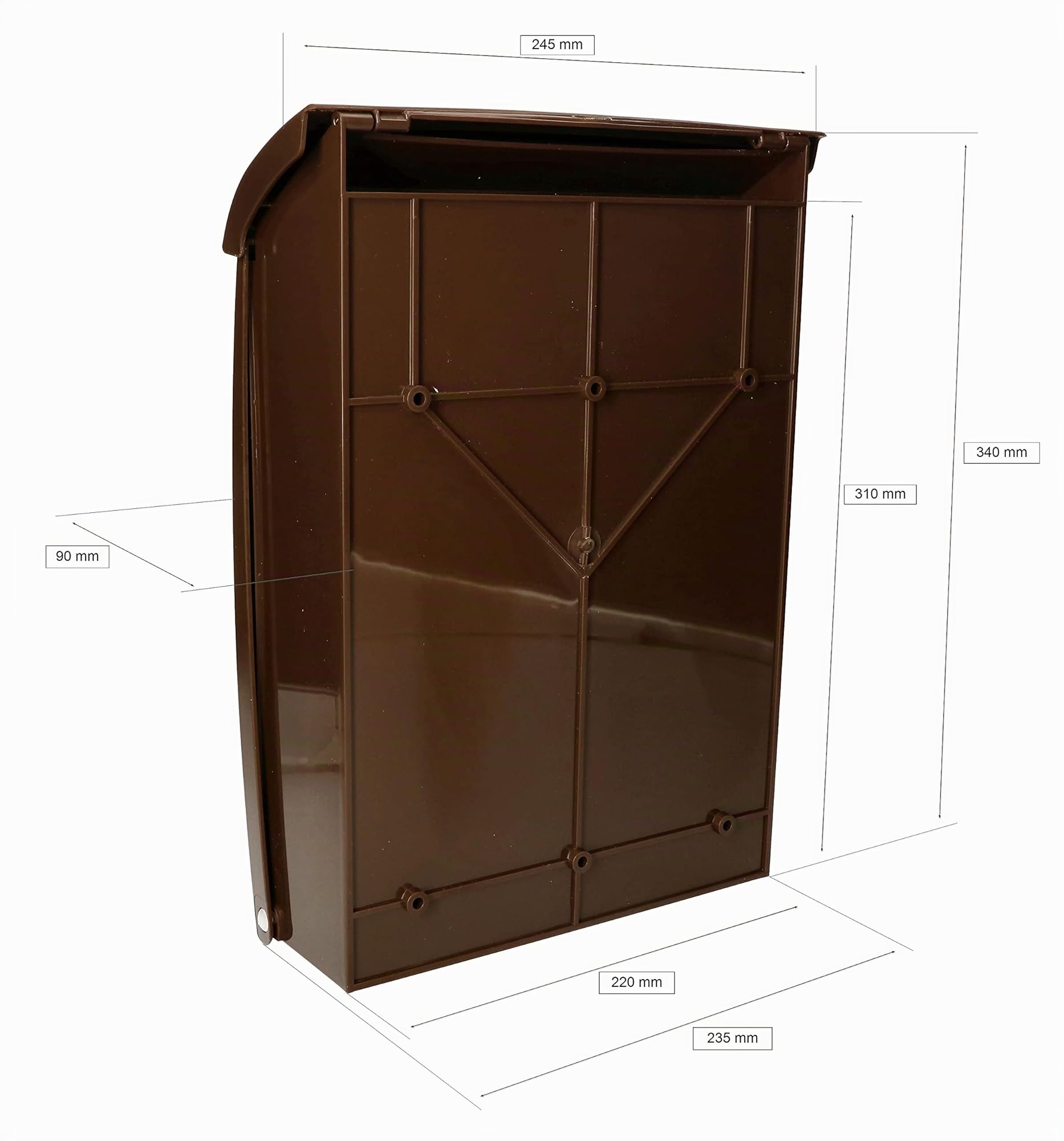 KOTARBAU® Buzón Exterior de plástico, Buzón marrón 235 x 90 x 340 mm, Buzón de Pared, Buzón con 2 Llaves, Tornillos incluidos, Buzón Correos Exterior, Buzon plástico con Placa para Nombre