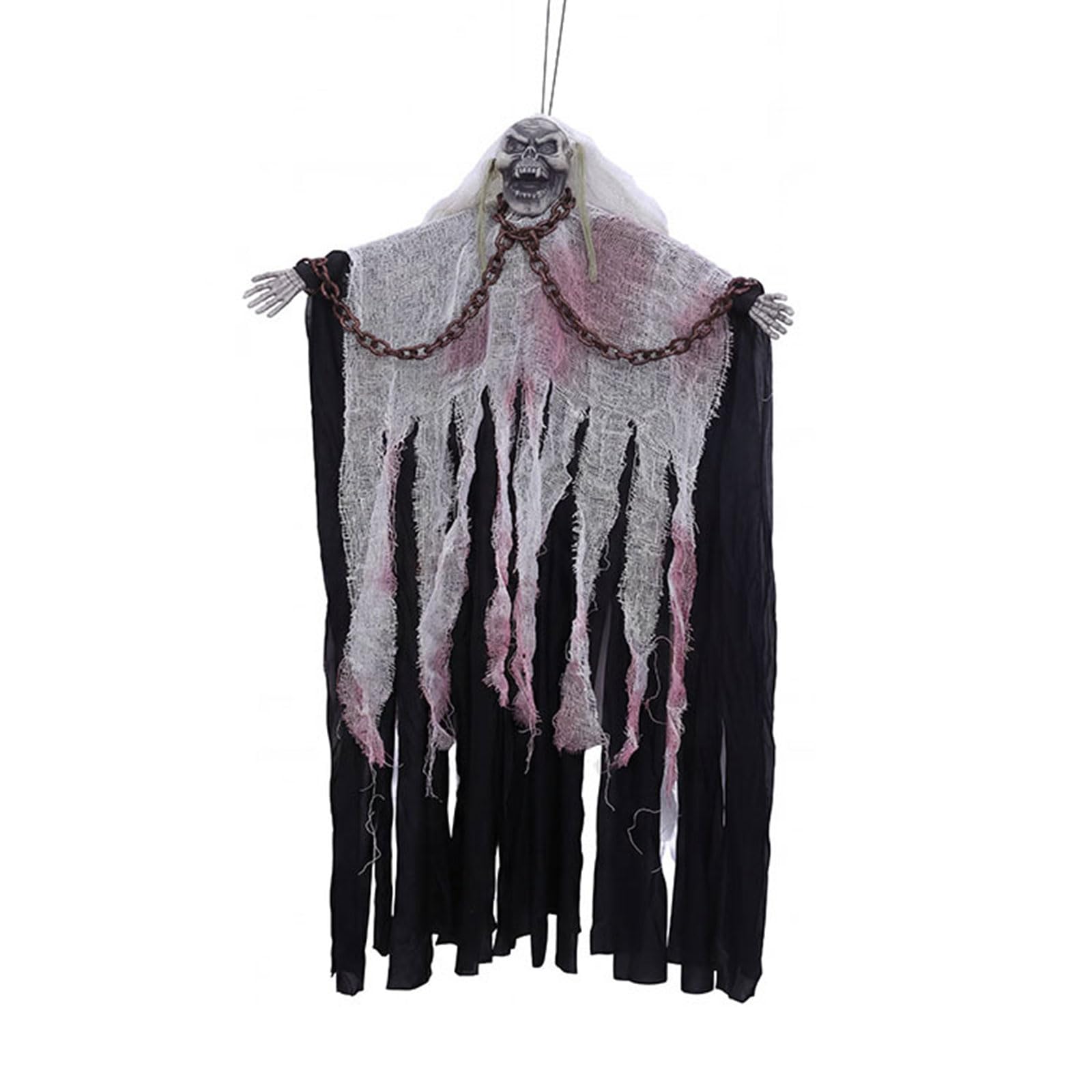 Tsophreniq Frightening Glowing Screaming Skeleton Specter Hanging Decoration Eerie Halloween Accessory for Halloween Party Voice Activated Glowing Skeleton Specter