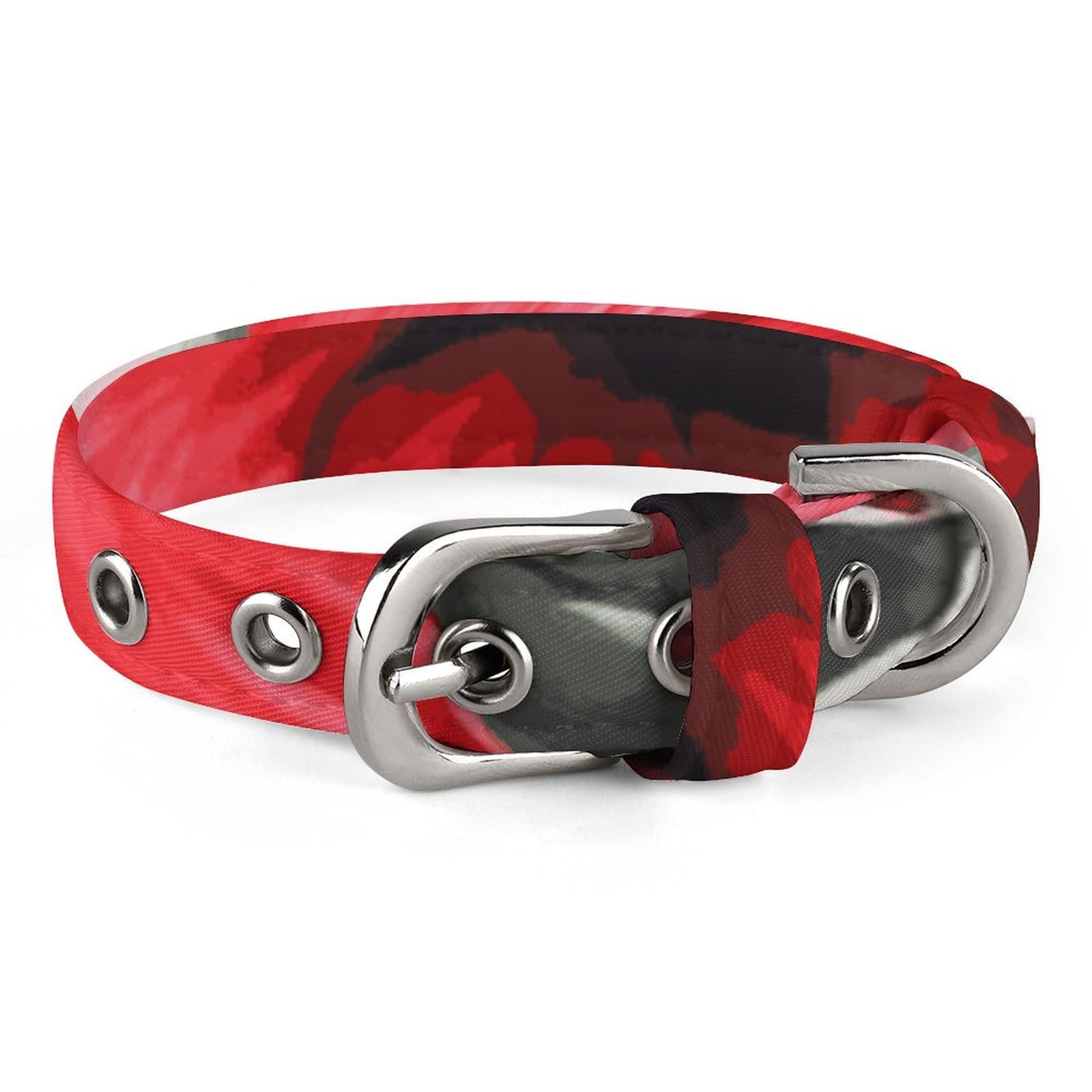 Collier pour chien et chat réglable anti-irritation motif hibiscus rouge pour petits animaux