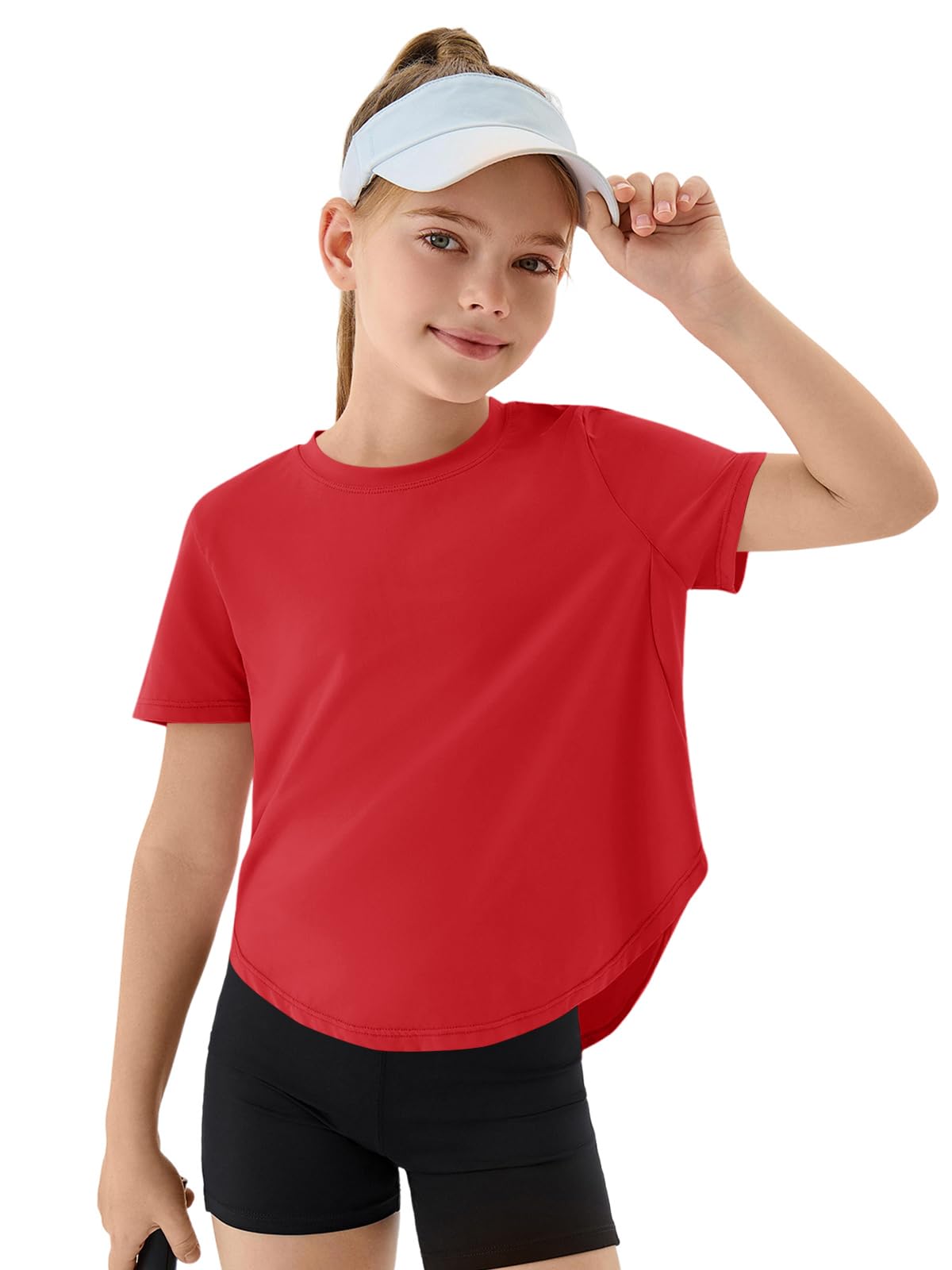 Girls Athletic Shirts, Short Sleeve, 5-14 Years