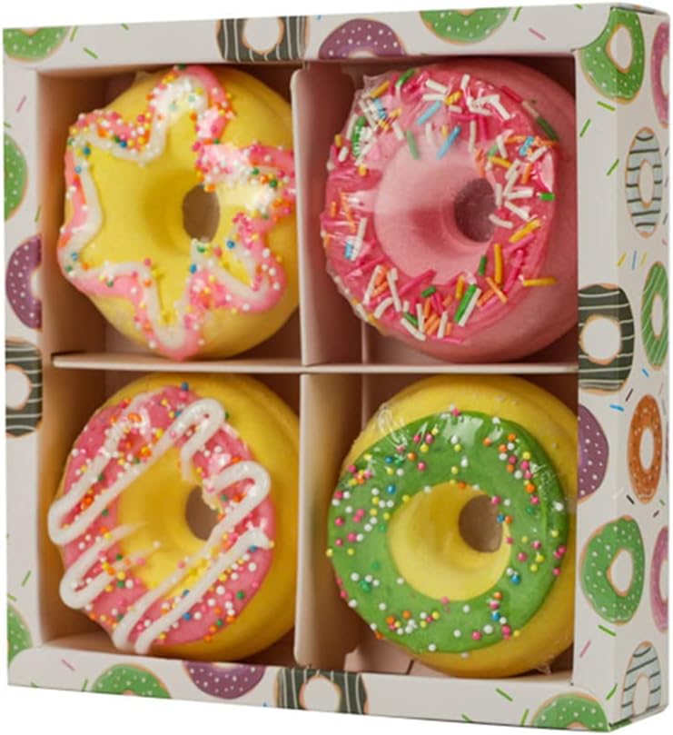 海外正規品 Lurrose 4個の有機天然バス爆弾手作り泡風呂爆弾ドーナツ形状バスボール乾燥肌保湿剤彼女彼妻のガールフレンド Glm Co Il