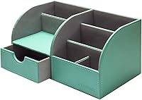 Vista 18 de UnionBasic Organizador de escritorio, Organizador de escritorio multifuncional de cuero para oficina, soporte para bolígrafos - Caja