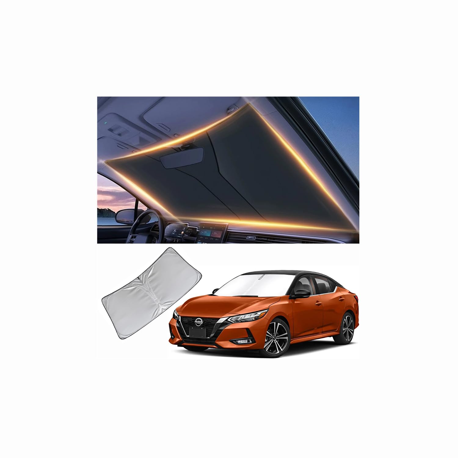 Windshield Sun Shade for Nissan Sentra Front Window Shades Cover for 2010-2025 Sentra Windshield Sun Visor Protector Car Accessories (for Nissan Sentra)