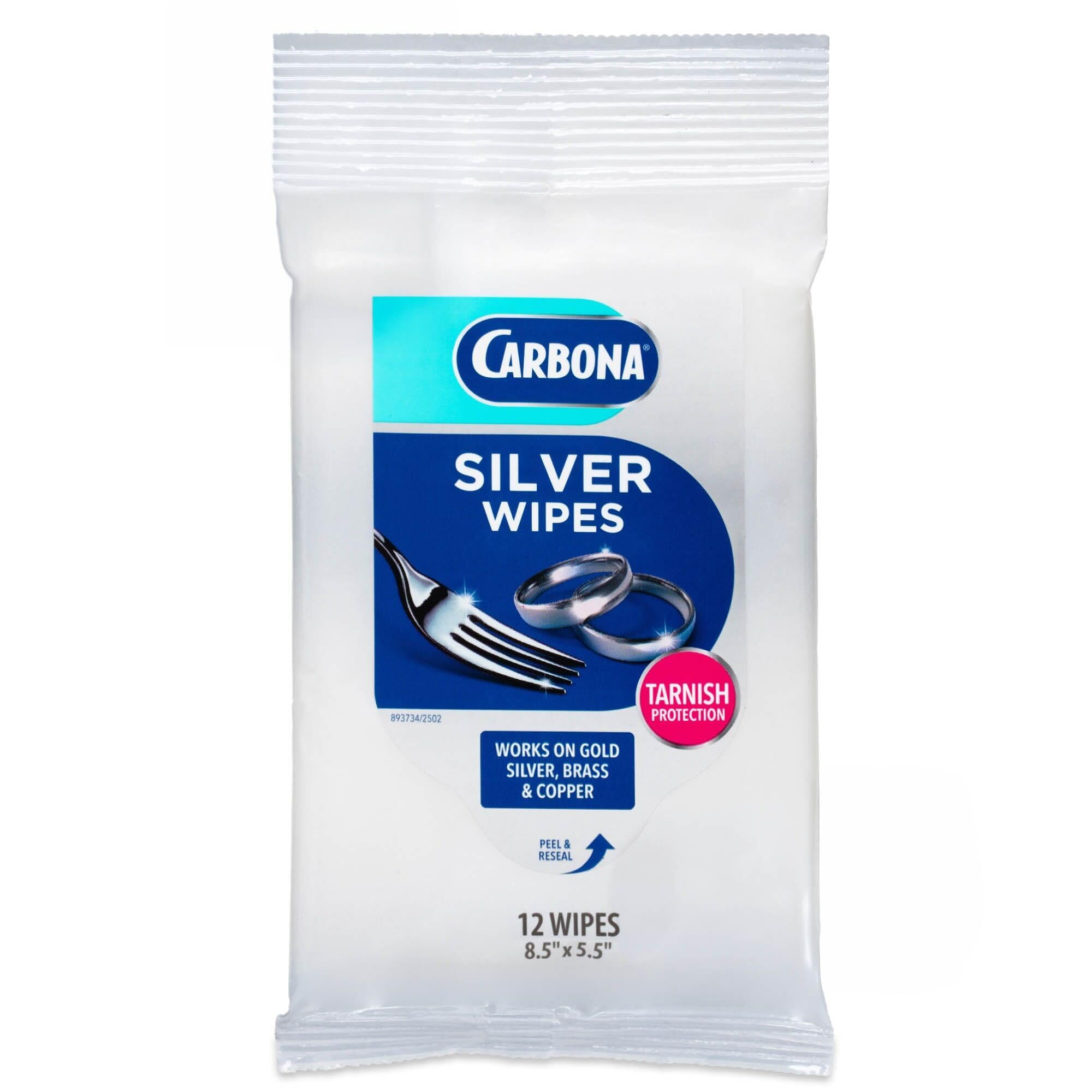 Carbona Silver Wipes | Metal Cleaner & Polish | 12 Wipes, 1 Pack