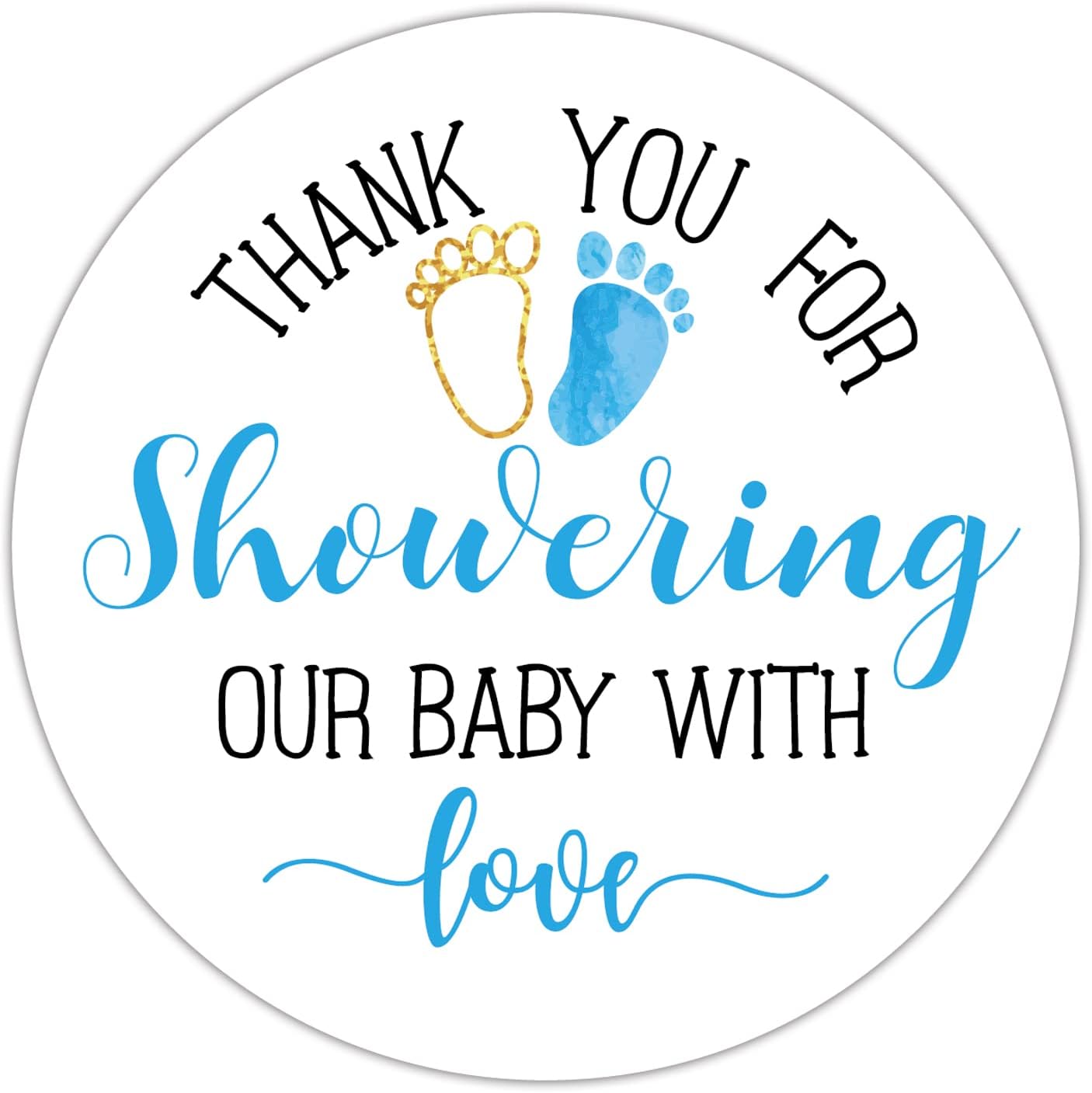 Amazon.com: Blue Baby Shower Stickers - Thank You Favors for Boys, 2 ...