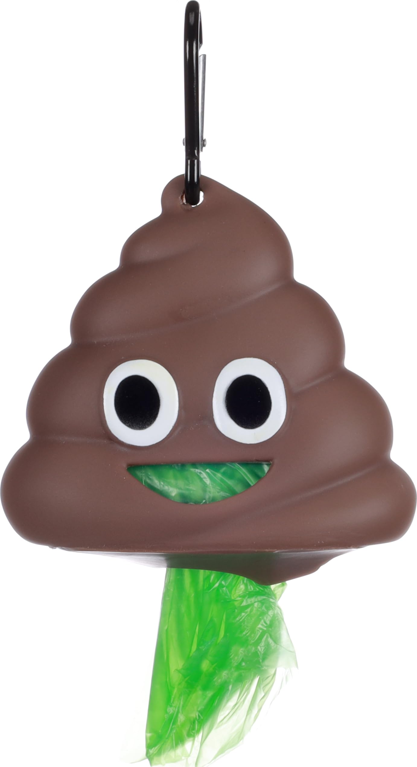 torba na odchody dla psa - Droppie Brun - PVC - zabawny kształt - praktyczny karabińczyk - 9x5x8,5cm - 1 rolki torby