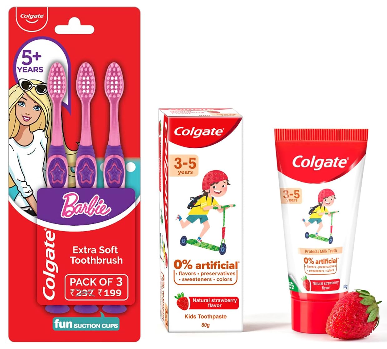 See full amazon price history chart for Colgate Toothpaste For Kids (3-5 Years), Natural Strawberry Flavour, 0% Artificial - 80G Tube & Kids Barbie Toothbrush, Extra Soft With Tongue Cleaner (Pack Of 3) | Cavity Protection Colgate Toothpaste For Kids (3-5 Years), Natural Strawberry Flavour, 0% Artificial - 80G Tube & Kids Barbie Toothbrush, Extra Soft With Tongue Cleaner (Pack Of 3) | Cavity Protection (B0C6DZV5SC) Amazon Price History, Amazon Price Tracker