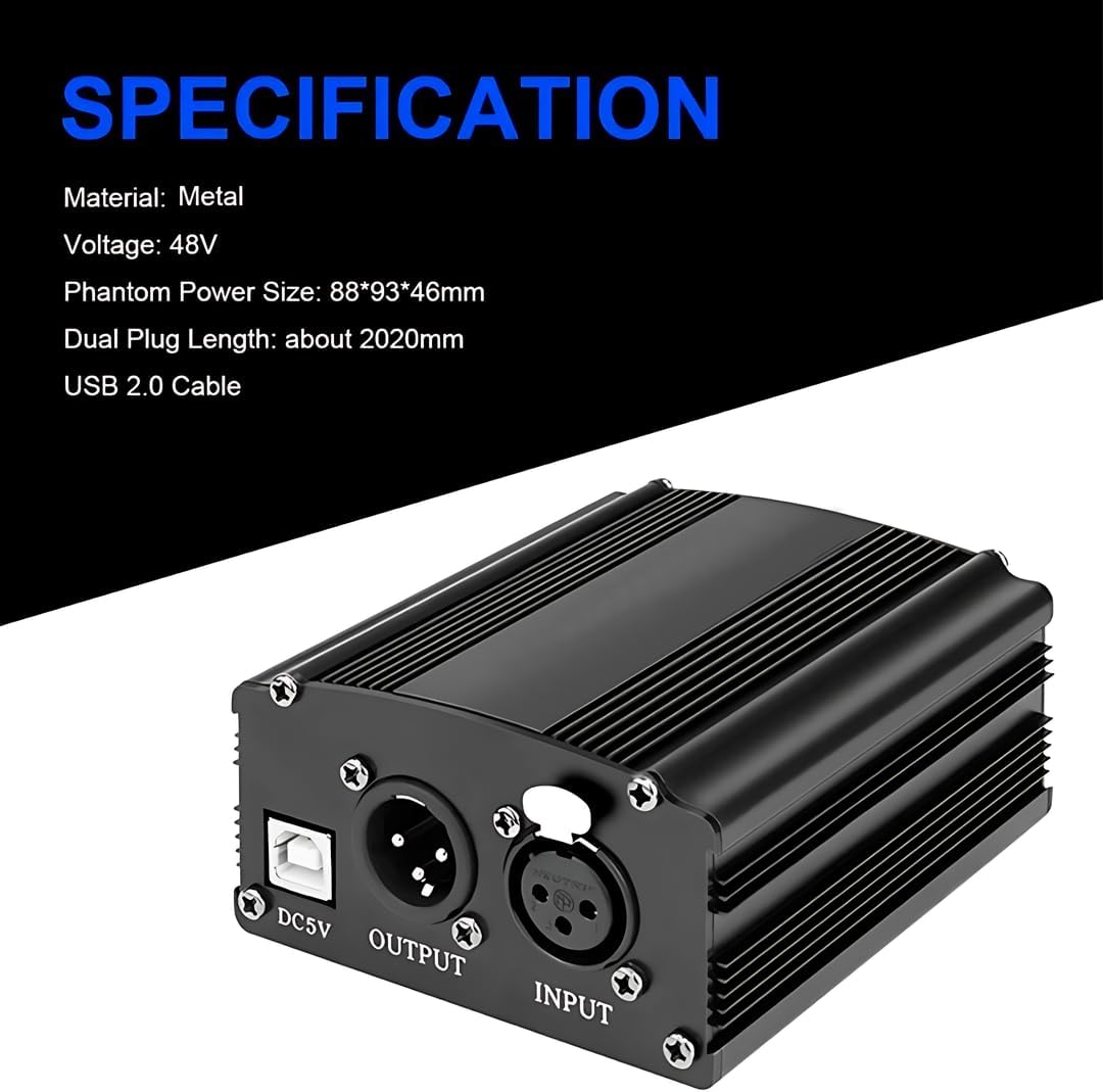 Waver Phantom Power USB 48V + XLR Source & Cable for Microphone