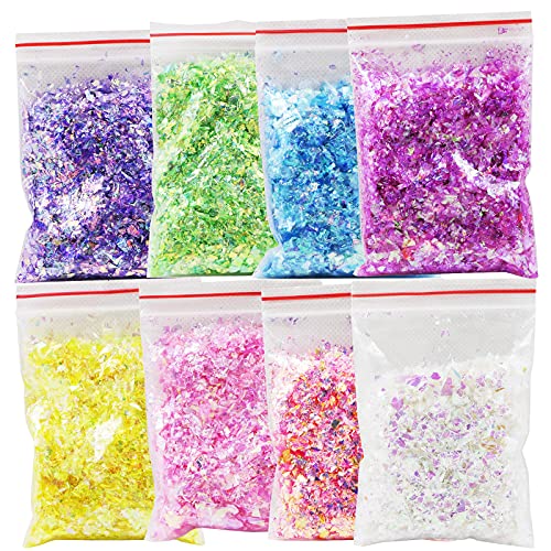 AddFavor Chunky Nail Glitter Set 8 Colors Iridescent Nail Sequin Foil Flakes Stickers Confetti for Nail Art, Resin, Body, Face Decoration Supplies - Thumbnail 2