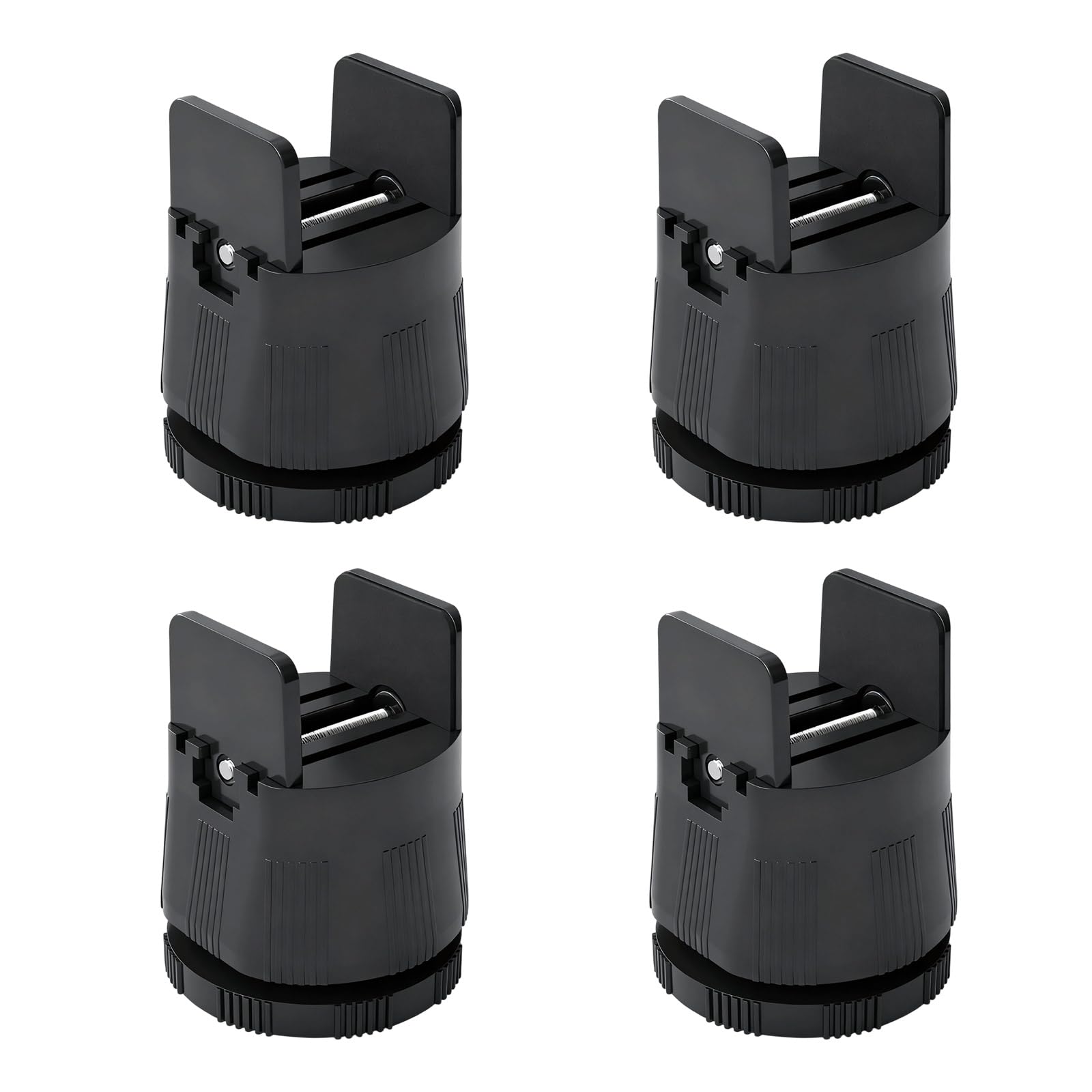 Fentency Black Height Adjusta 4Pcs Furniture Heightening Foot Pad Adjustable Leg Risers Bed Foot Pad With Clamp Easy To Installation Adjustable Chair Feet Risers With Screw Clamp