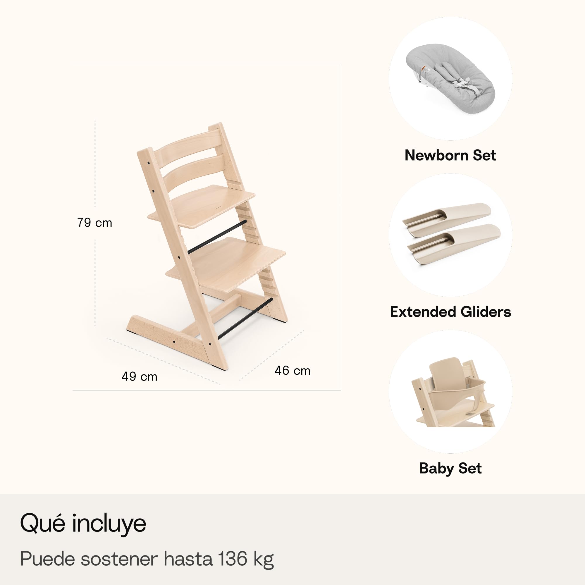 Trona Tripp Trapp de Stokke, Black (Incluye Silla + Baby Set 2) con Newborn Set (Anthracite) - Diseño Seguro, Ajustable y Ergonómico