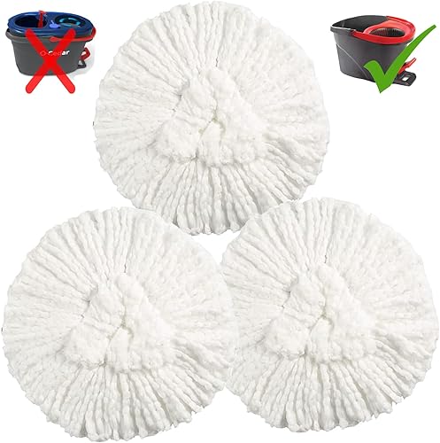 Paquete de 3 Cabezales de repuesto para mopa giratoria, cabezales de repuesto compatibles con O Cedar EasyWring, fácil de reemplazar, microfibra,