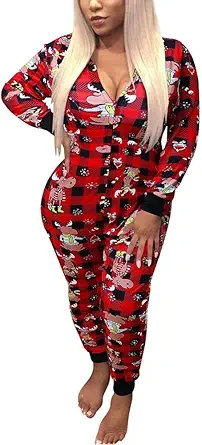 Women's Family Ugly Christmas Onesie Pajamas, Adult Matching Onesie Jumpsuit for Christmas Funny Print Sleepwear Rompers