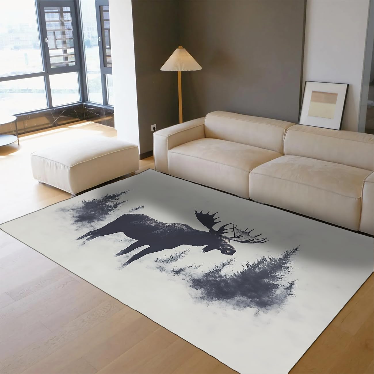 Tapis de sol à poils bas faune minimaliste 180x240 pour canapé de salon