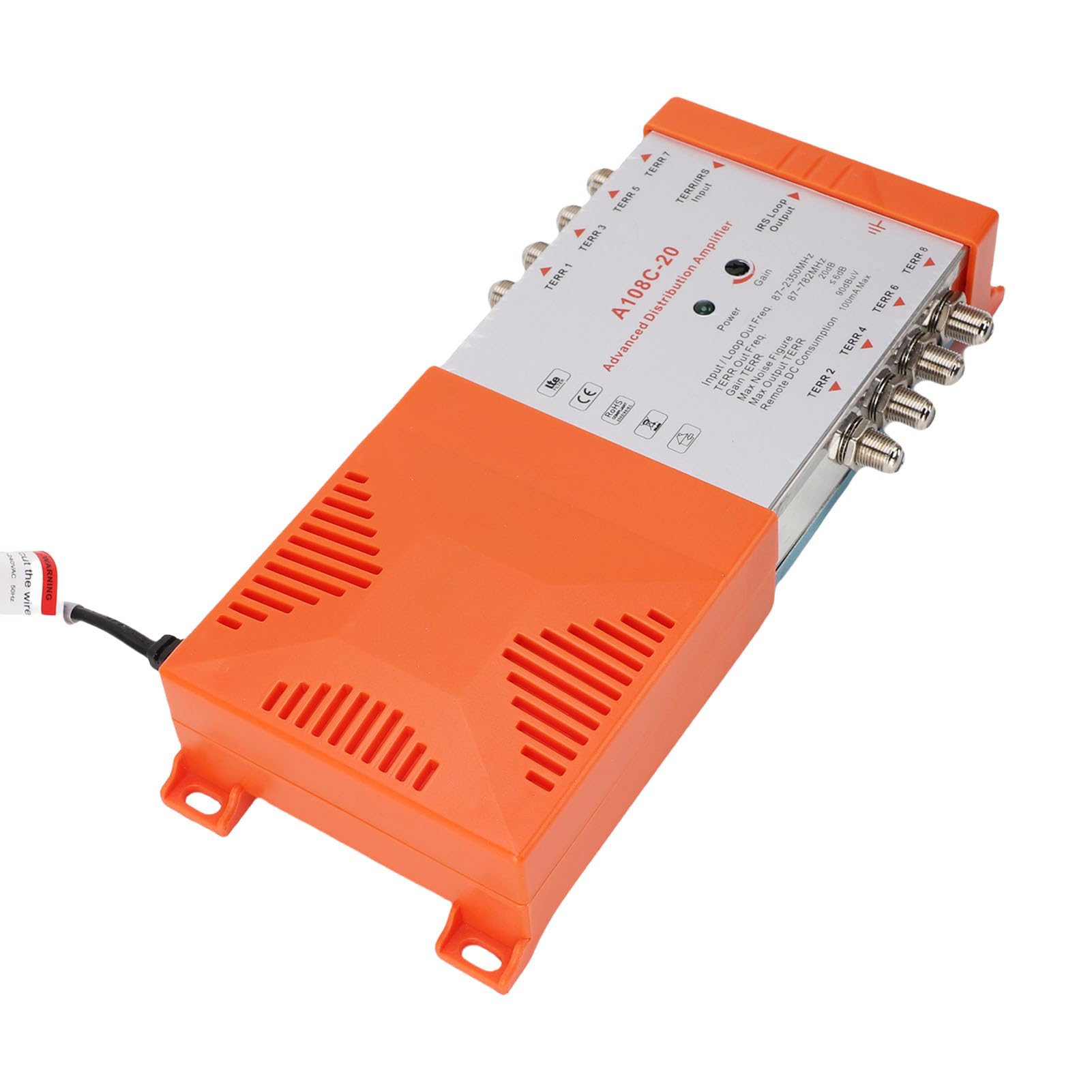 Amplificatore di Distribuzione a 8, Amplificatore per Antenna TV a Cascata IRS con Supporto Filtro 4G LTE, per TV con Rumore Ultra Basso ≤4 DB (Spina UE 220-240 V)