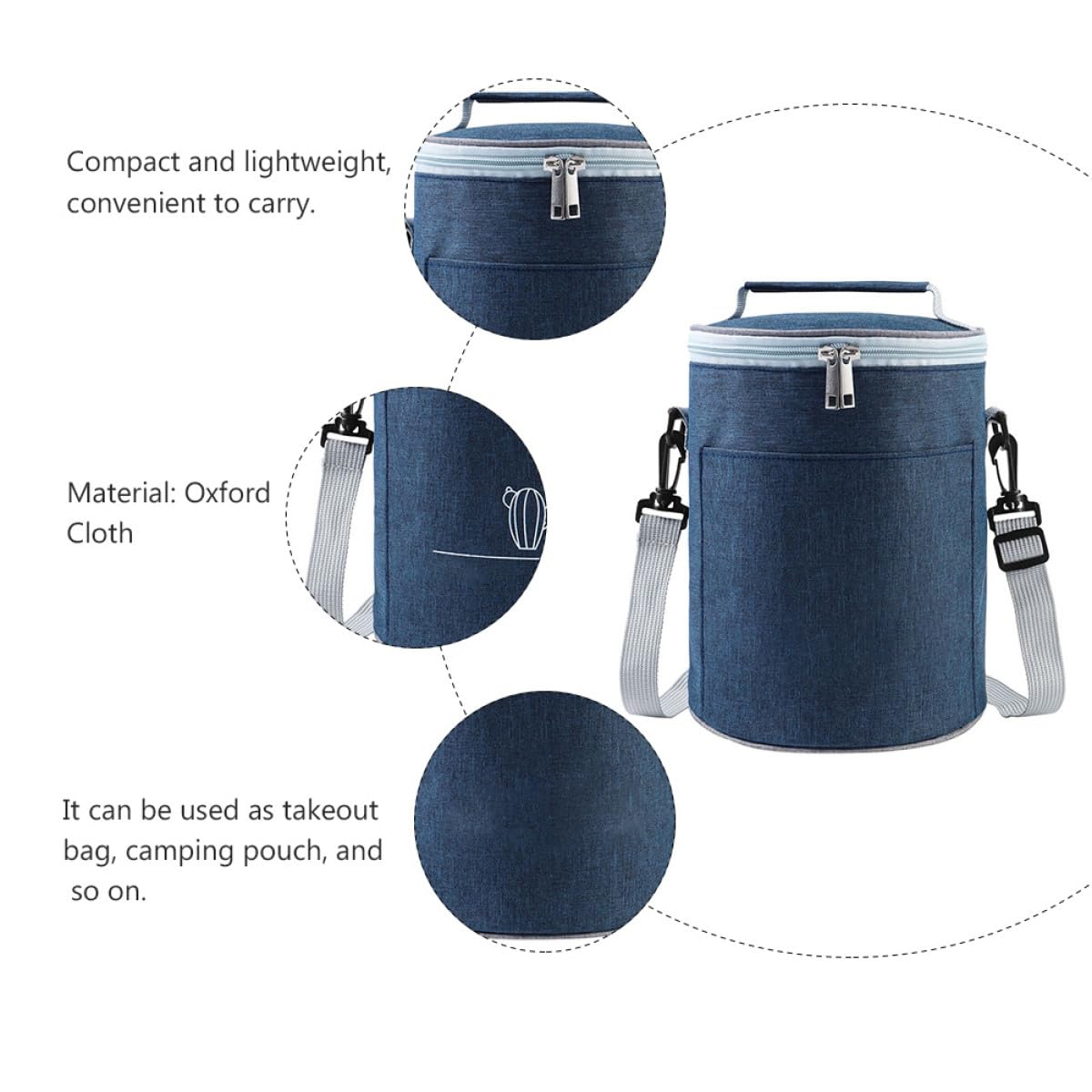 Cabilock Bolsa Isotérmica de Almuerzo Mediana Oxford con Aislamiento de Aluminio Resistente y Portátil para Picnic y Camping