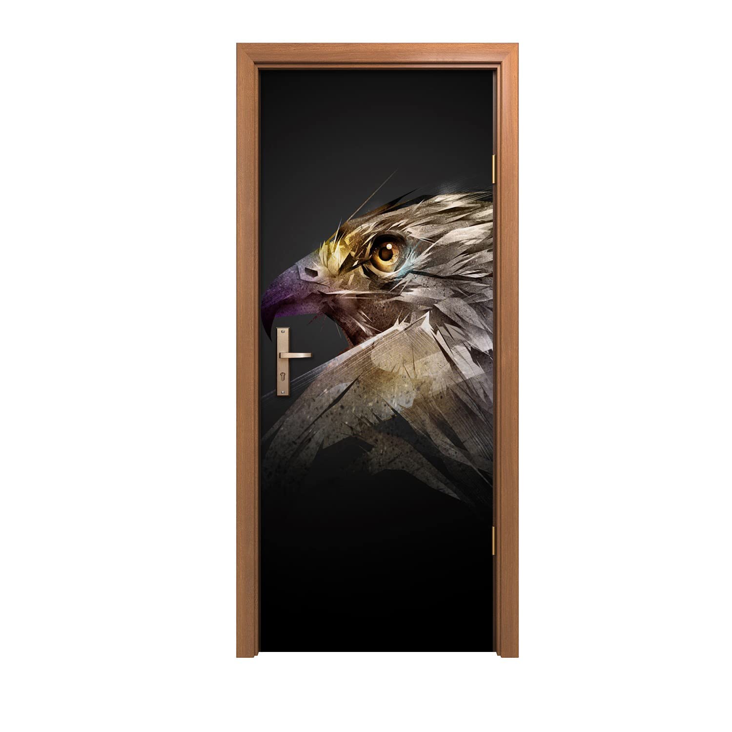 Autocollant de porte oiseau d'aigle 90x200cm pour decoration murale de maison