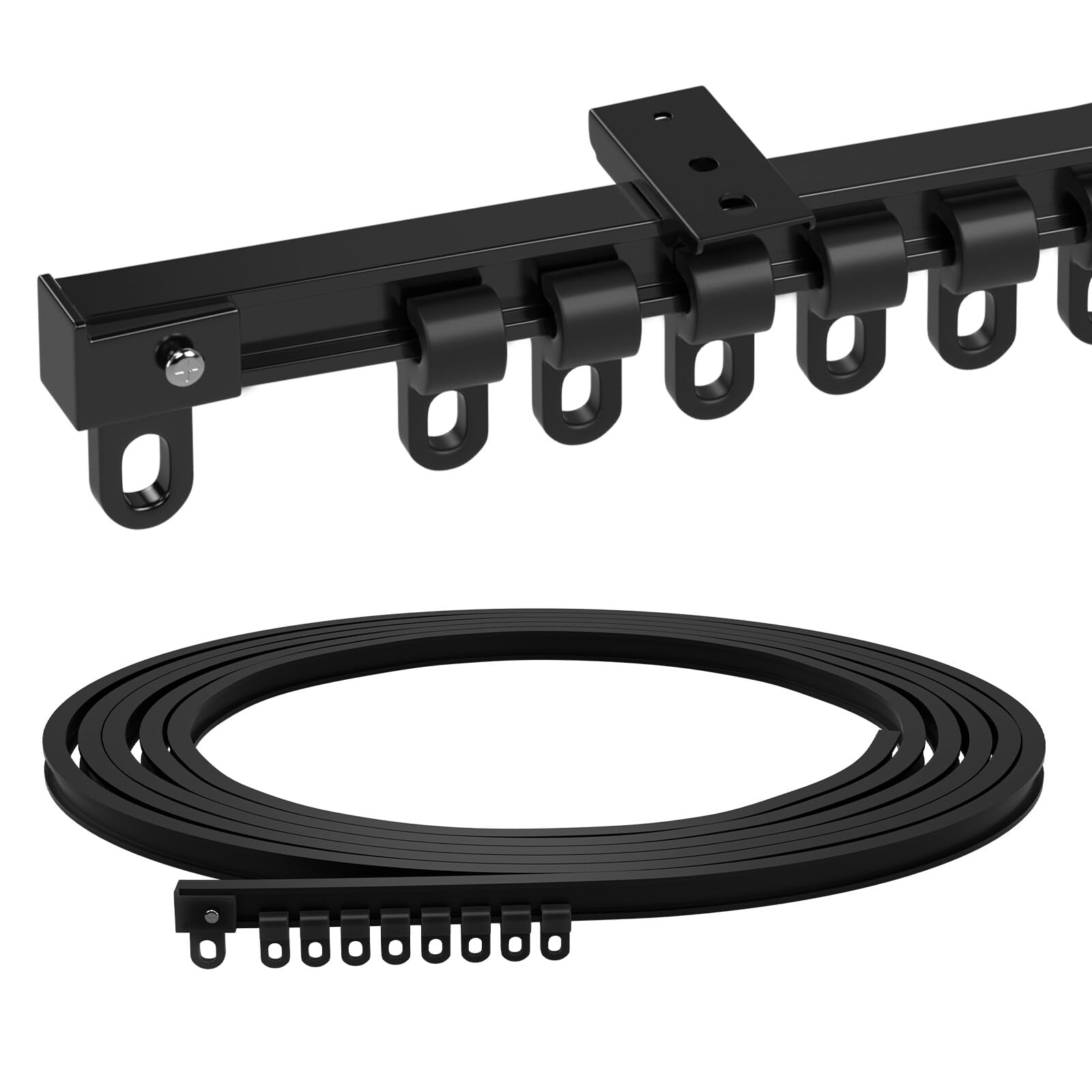 B3B4 ミニ 極小の 白黒の二色 曲がる カーテンレール 1m 2m 3m 4m 5m 6m 仕切り 出窓 シングルカーテンレール (黒-天井付け-3m)