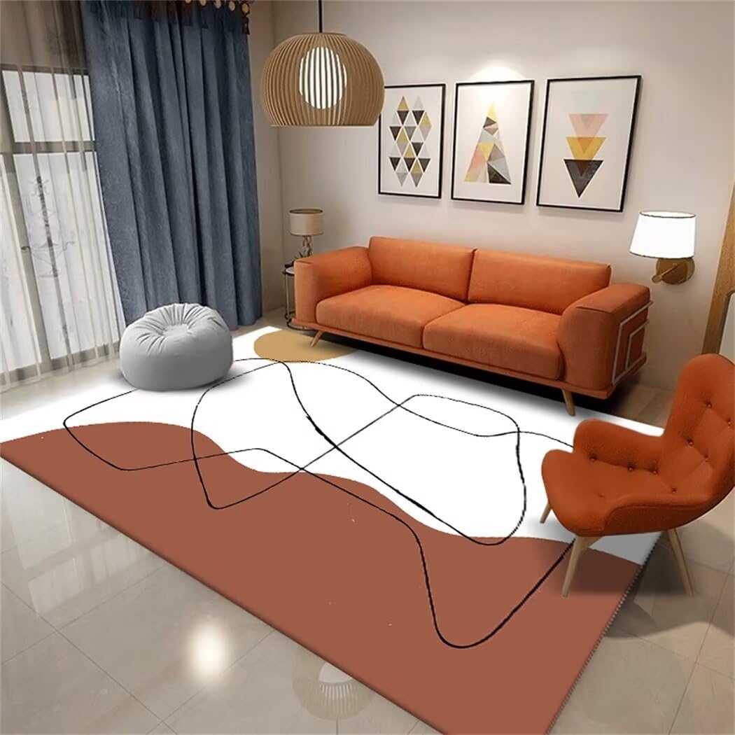 Tapis de salon minimaliste moderne lavable pour simplifier l'entretien de votre maison