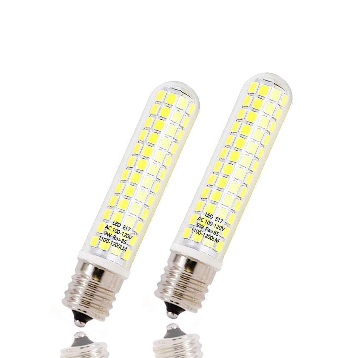 最新のE17 LED電球 9W E17口金 125PCS*2835SMD 1200LM 100Wハロゲンランプ相当 AC110V-130V 可調光対応 全方向広配光 昼白色6000k（2個入り)