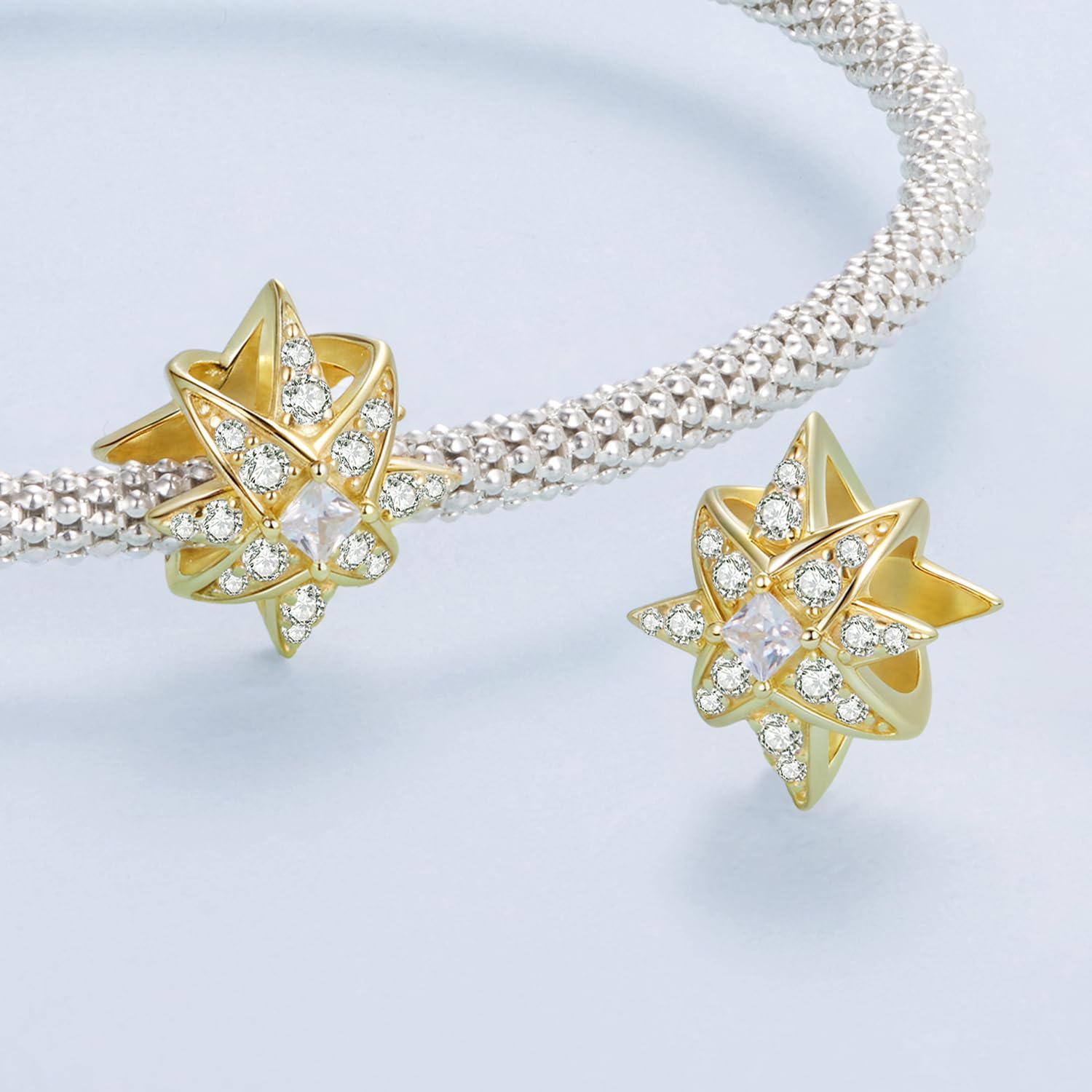 Ciondolo Starburst, in argento Sterling 925, compatibile con braccialetti da 3-4,5 mm