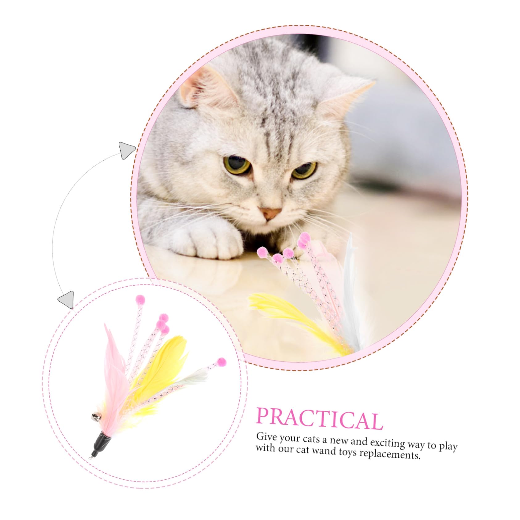 BESPORTBLE Jeux Chat Canne Canne Jouet pour Chat Pièces Recharge Teaser Interactive Cat Toy Arbres à Jouets pour Plume De Jouets pour De De Jouet pour La Plume