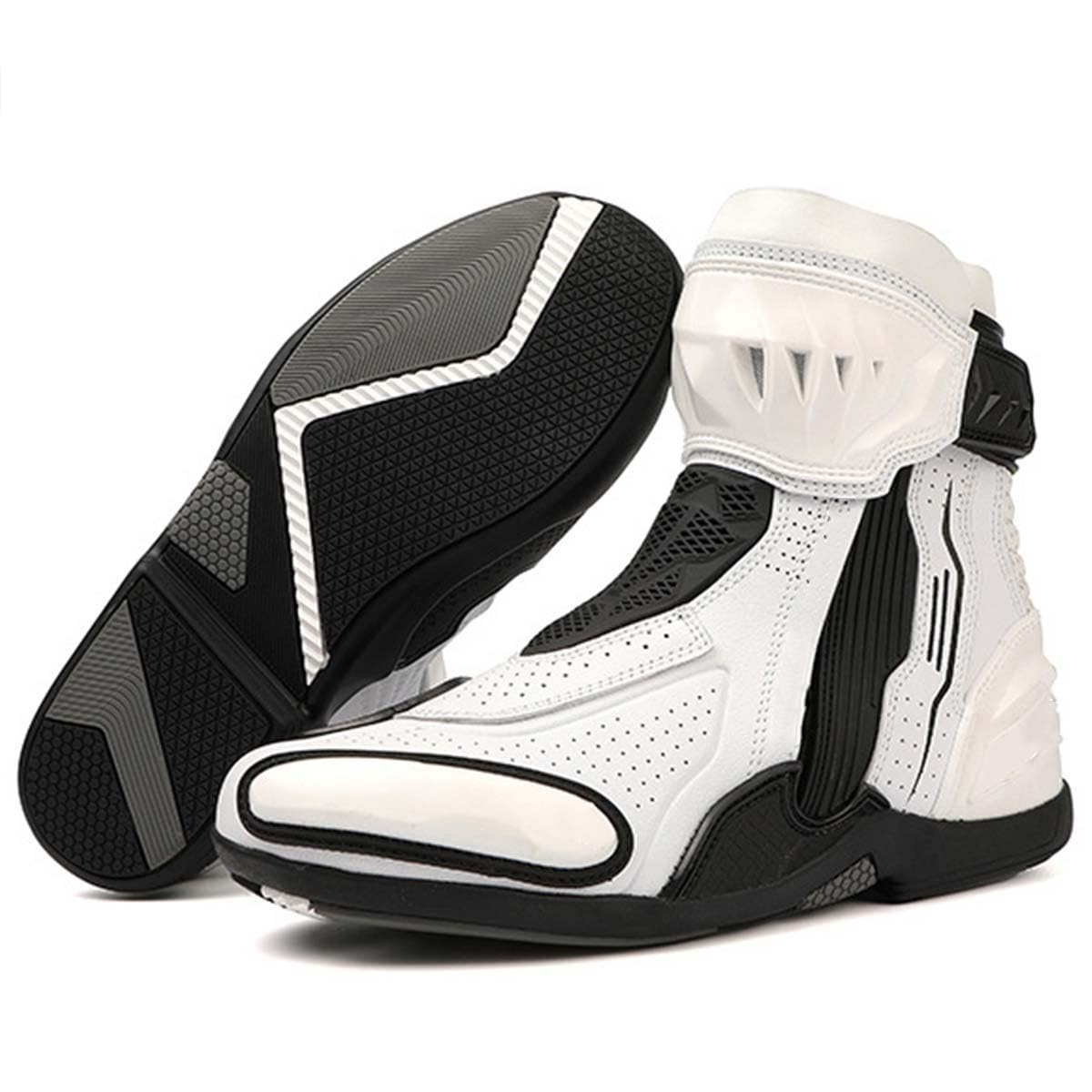 Scarpe da Moto per Uomo e Donna Stivali Motociclisti Protezion Impermeabile con Cerniera Laterale y Suola in Gomma Piena
