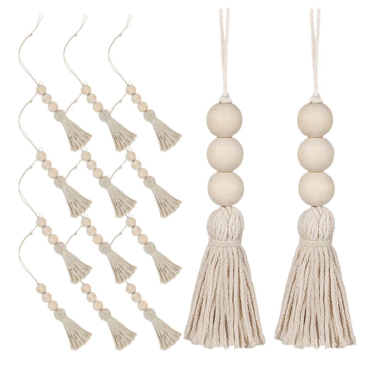 Decoración colgante rústica con colgantes de borlas y cuentas de madera