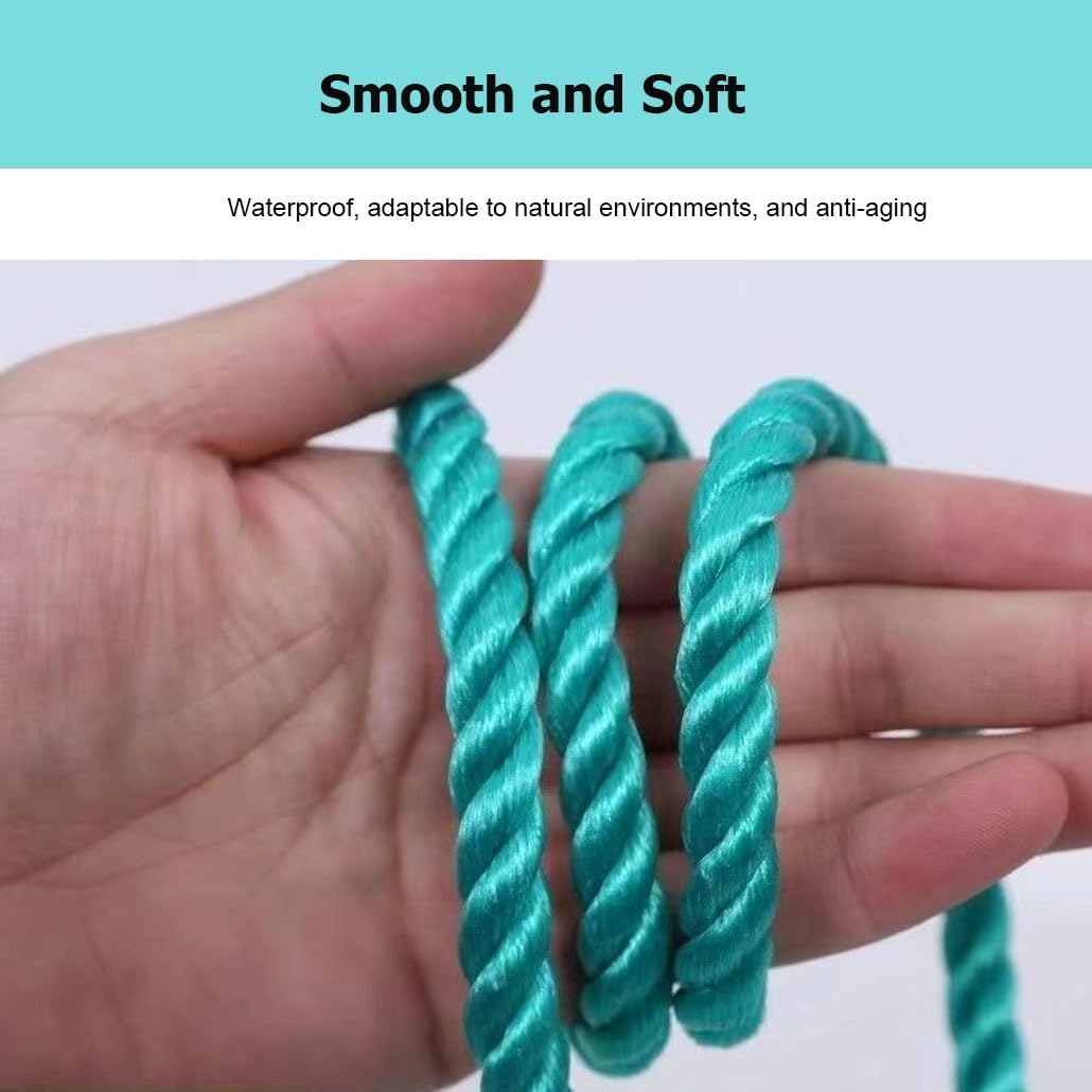 3 Strand Twisted Braided Polyester All-Purpose Lightweight Rope, Arborist Rigging Rope Anchor Line for Outdoor Marine Boat DIY Camping Swing Dock Tug of War(1/4" x164')