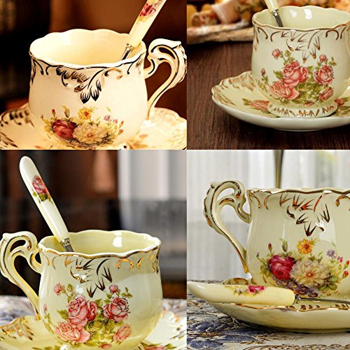 Black Temptation Tasse/Becher Set für Kaffee oder Tee mit Untertasse und Löffel