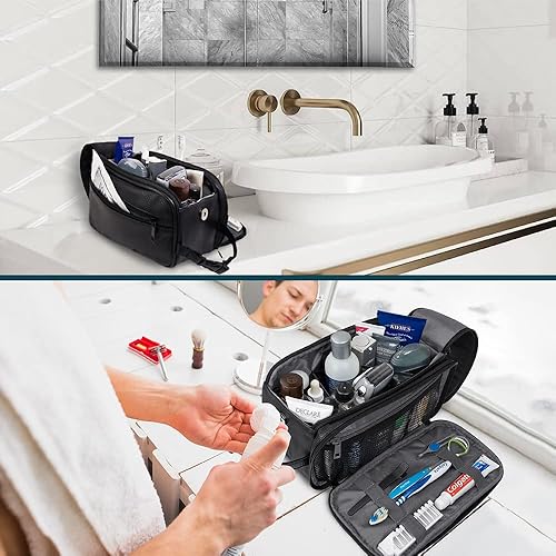 Miniatura 5 de PAVILIA - Neceser para hombre, kit de afeitado para viaje, neceser de viaje para hombres, organizador de artículos de aseo para el cuidado personal,