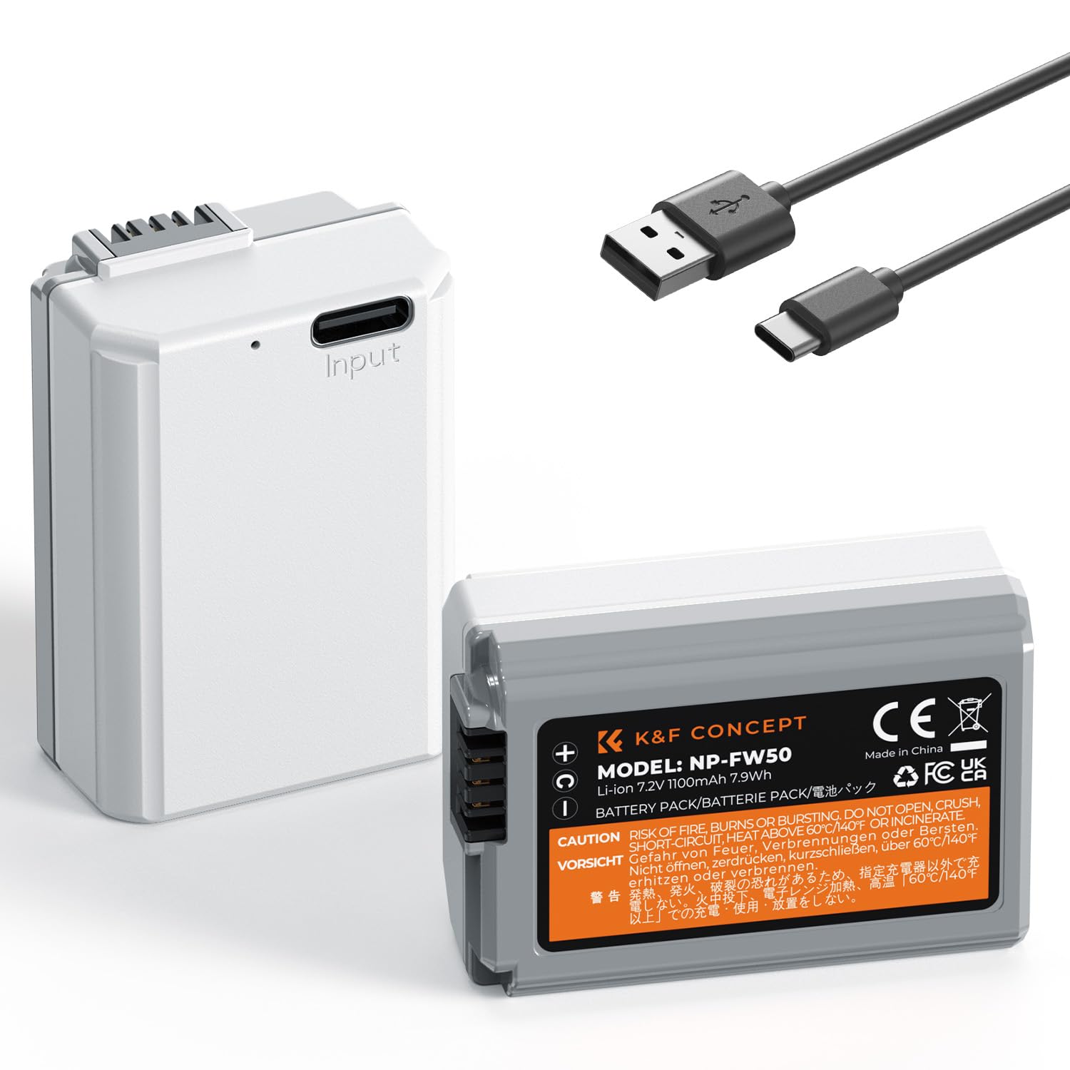 Amazon.com : K&F CONCEPT 2 Pack NP-FW50 Battery Type-C Fast