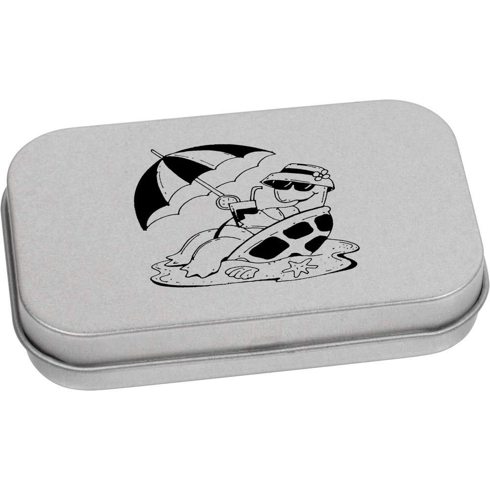 Azeeda 80mm 'Chilled Out Tortoise' Metal Hinged Tin/Storage Box (TT00128646)