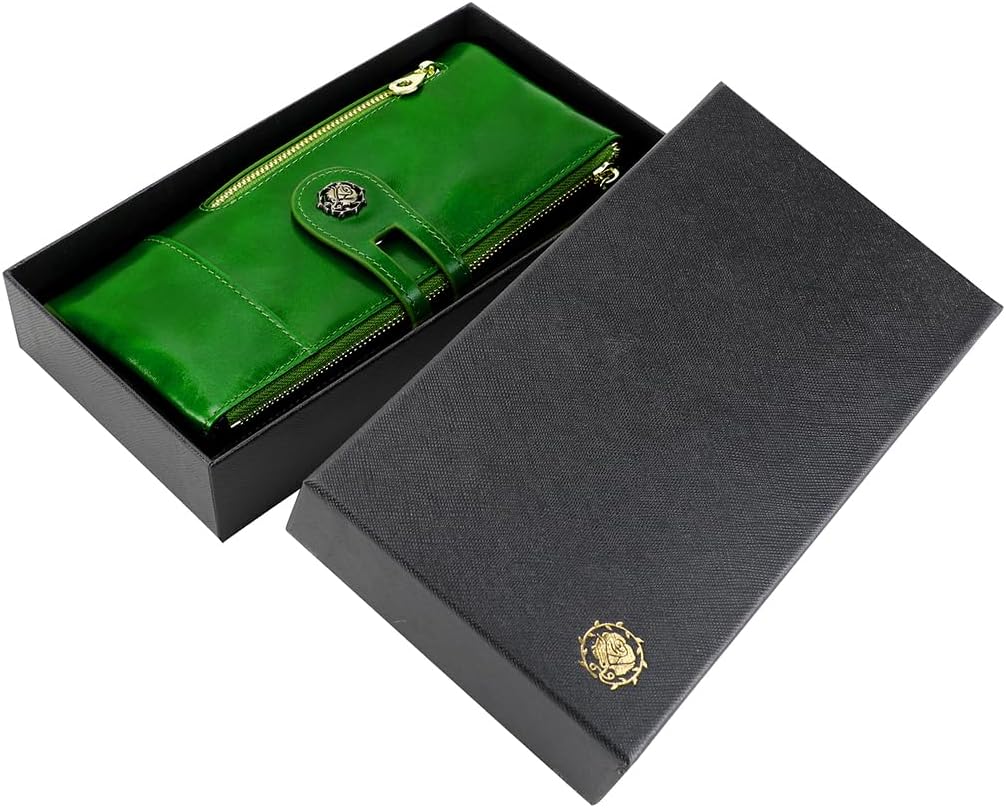 Women's RFID Blocking Wallet Soft Leather Clutch Money Ladies Purse Slim Card Holder Organizer Zip Pocket (3013-Green) - Image 8