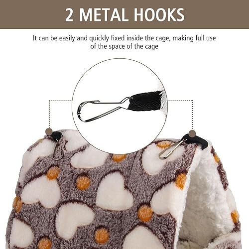 Miniatura 6 de MiOYOOW Cama de invierno cálida para hámster, hamaca colgante de loro para el hogar, cama suave para mascotas pequeña con diseño de gancho para
