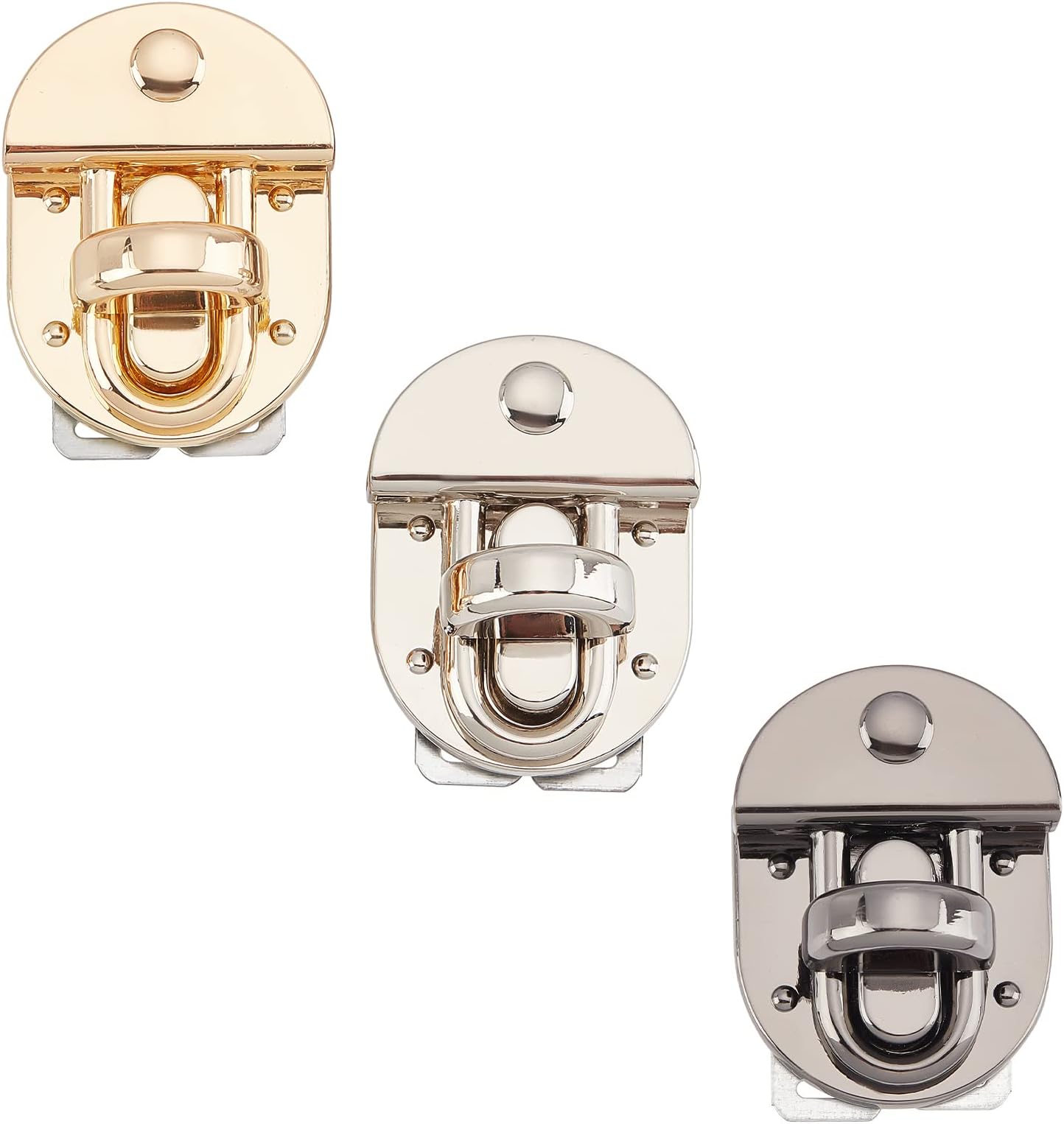 WADORN 3 Colors Purse Twist Lock, Clutches Closure Handbag Turn Locks Clasp Metal Clip Buckle Fasteners Alloy Latches Catch Clasp DIY Leathercraft Briefcase Purse Making Hardware Accessory