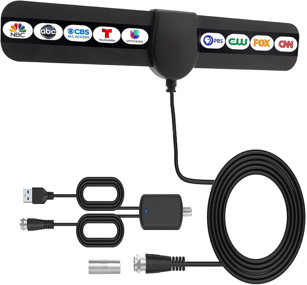 Antena HDTV digital 2026 para interiores, antena de TV amplificada con recepción de 360° compatible con 4K 1080P, fácil instalación portátil con cable coaxial de 10.5 pies, compatible con todas las antenas de televisores inteligentes para canales locales