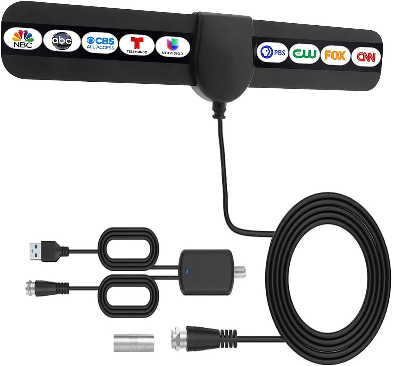 Digital HDTV Antenna Indoor, 360° Reception Amplified TV Antenna Supports 4K 1080P, Portable Easy Installation with 10.5ft Coaxial Cable, Compatible with All Smart TVs Antenna for Local Channels