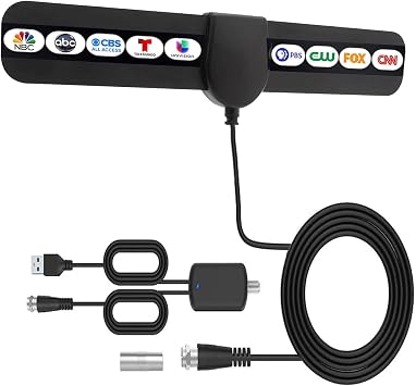 2026 Digital HDTV Antenna Indoor, 360 Reception Amplified TV Antenna Supports 4K 1080P, Portable Easy Installation with 10.5ft Coaxial Cable, Compatible with All Smart TVs Antenna for Local Channels